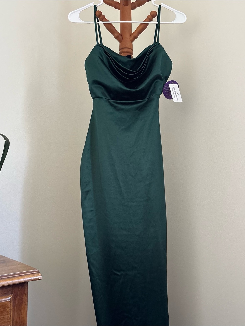 Windsor Deep Emerald Satin Strapless Cowl Slip Dress